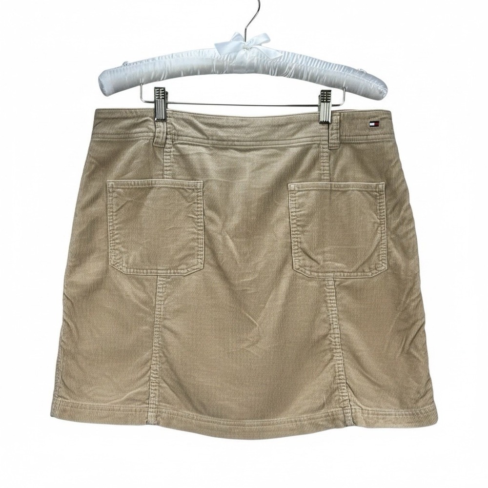 Tommy Hilfiger Jeans Corduroy Snap Front Mini Skirt Sz 14 Beige Utility Skirt - Picture 3 of 8